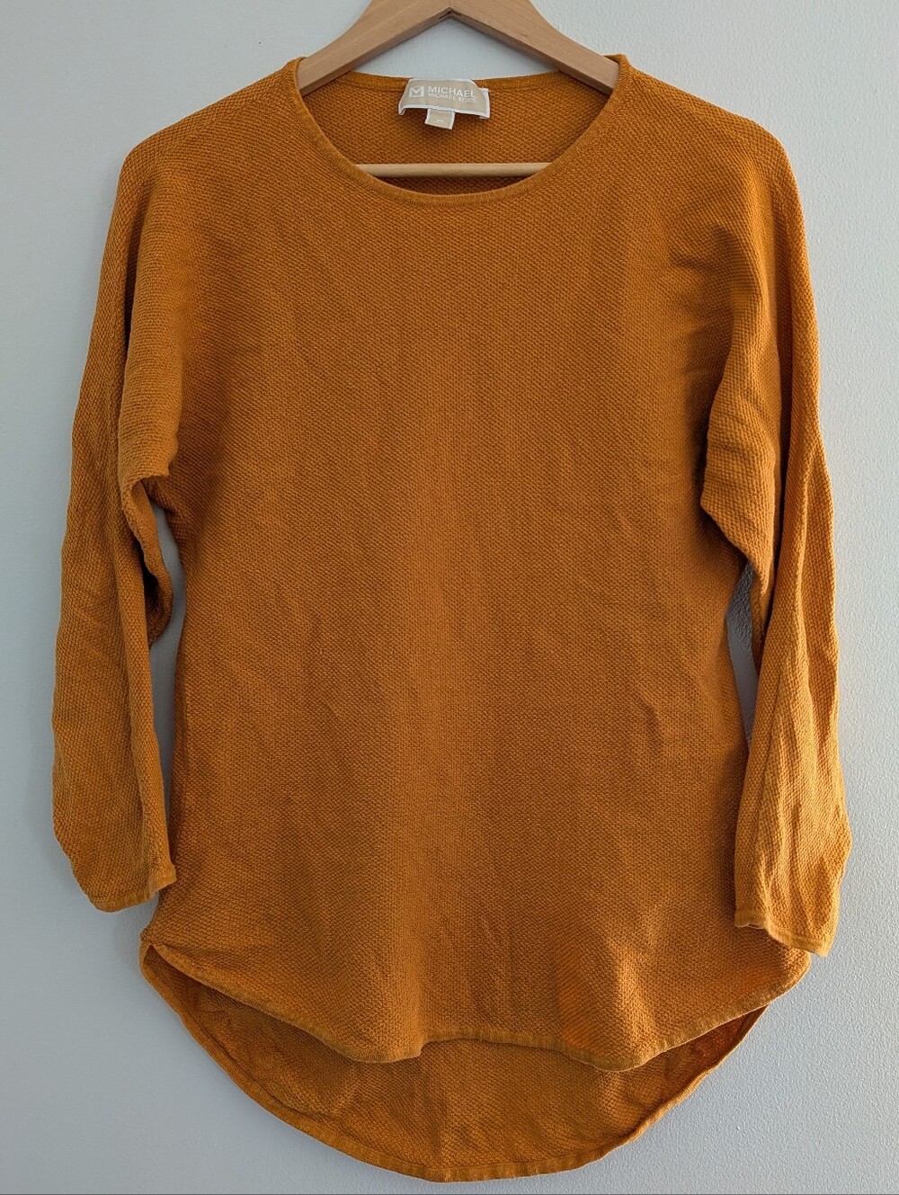 Michael Kors Mustard/Gold Long-Sleeve Crewneck Top